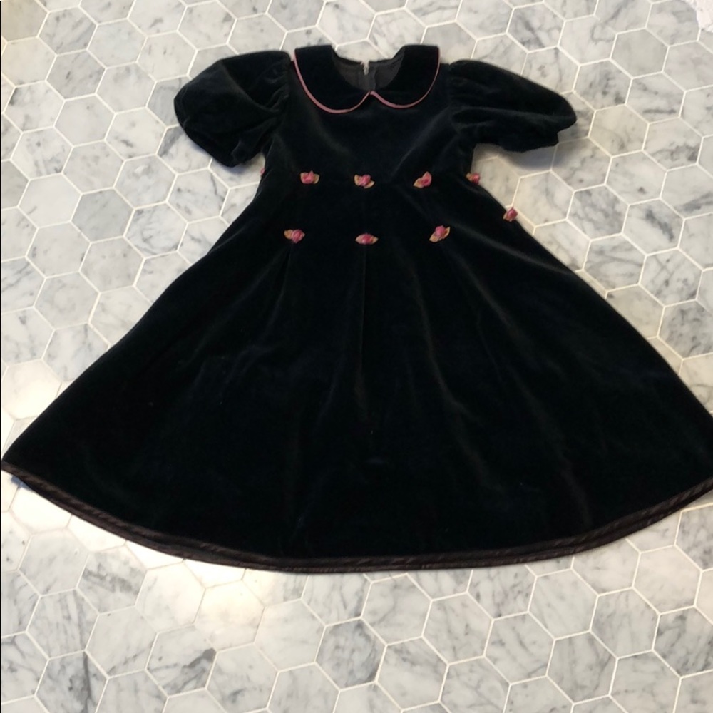 80’s VINTAGE Black velvet dress